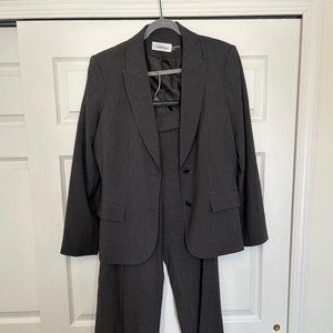 Calvin Klein, Charcoal, Classic Fit Pant Suit, Size 14